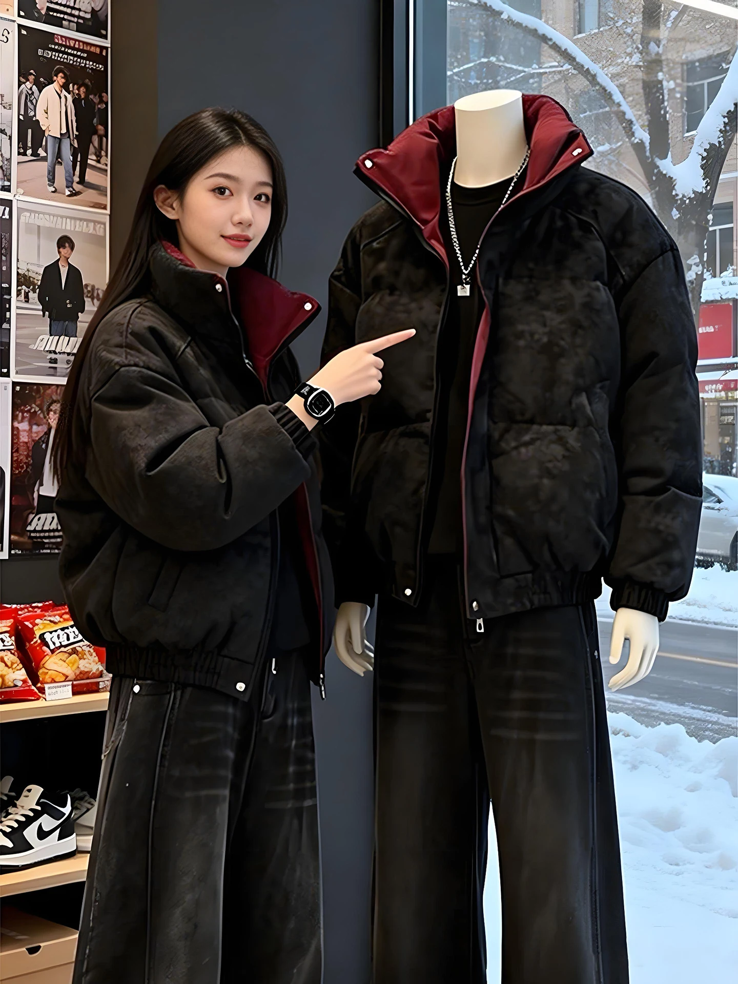 

Мужская зимняя куртка из искусственной кожи с цветными блоками, утепленная, на молнии, с эффектом окрашивания, теплая, утолщенная, короткая, в стиле Bread Style