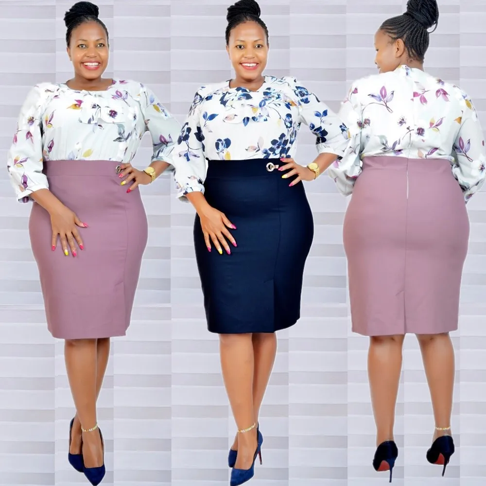 Plus Size New Arrival O dekolt z rękaw 3/4 kwiatowym nadrukiem biurowa, damska sukienki dla afrykańskich dużych kobiet