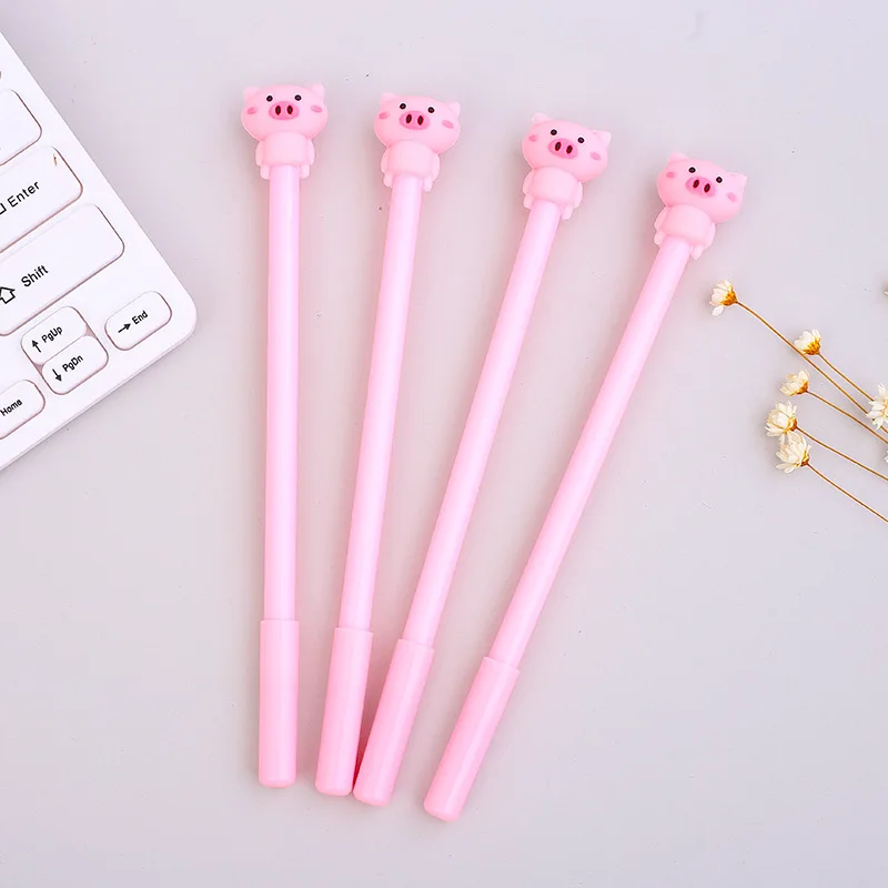 20/60 Pcs Gel Pens Small Fresh Cute Cartoon Pink Stupid Piglet Neutral Water Pen Student Office Black Ink School Stationery