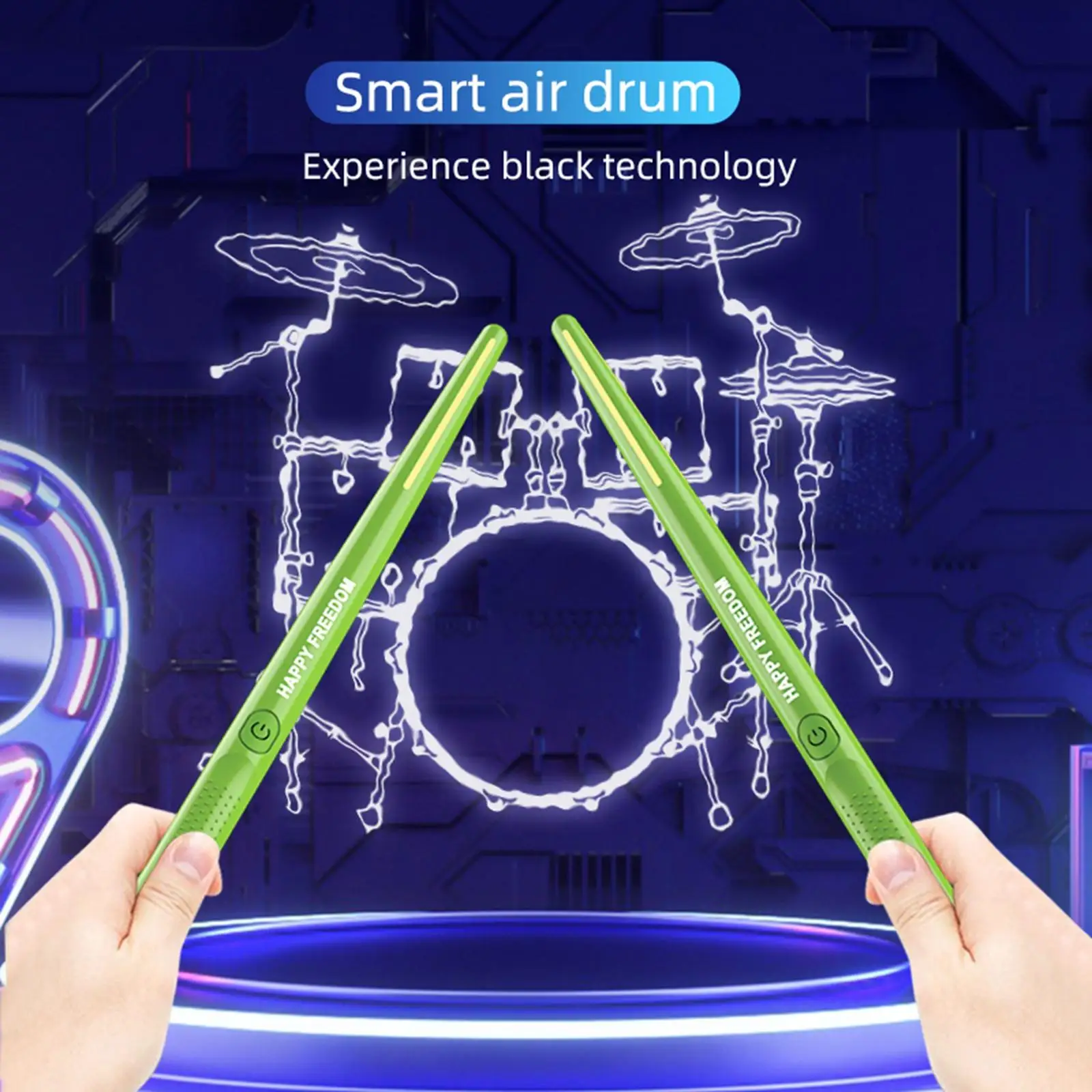 

Portable Electronic Air Drum Set Drumsticks Pedals Speaker Practice Drum for Adults Kids Beginner Musical Instrument