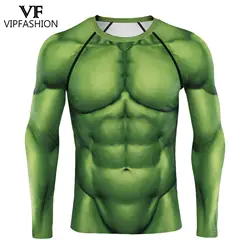 VIP FASHION-Camiseta verde para hombre, camiseta de compresión de superhéroe, camiseta de manga larga para gimnasio, ropa de fiesta de Cosplay