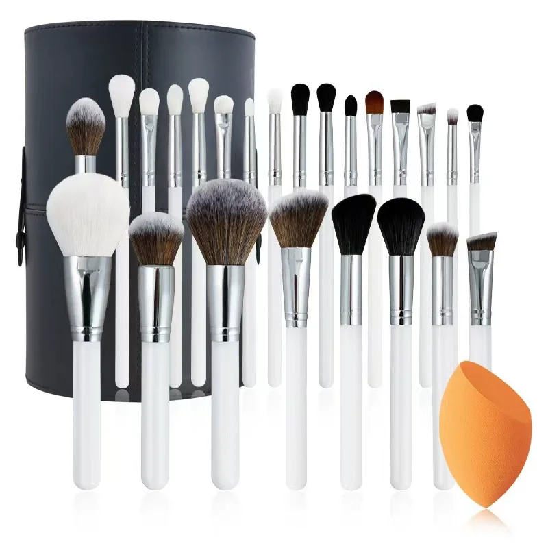 Makeup Brush Set 24pcs Powder Foundation Blush with Bucket Eyebrow Eyeshadow Brushes Cosmetics Kit