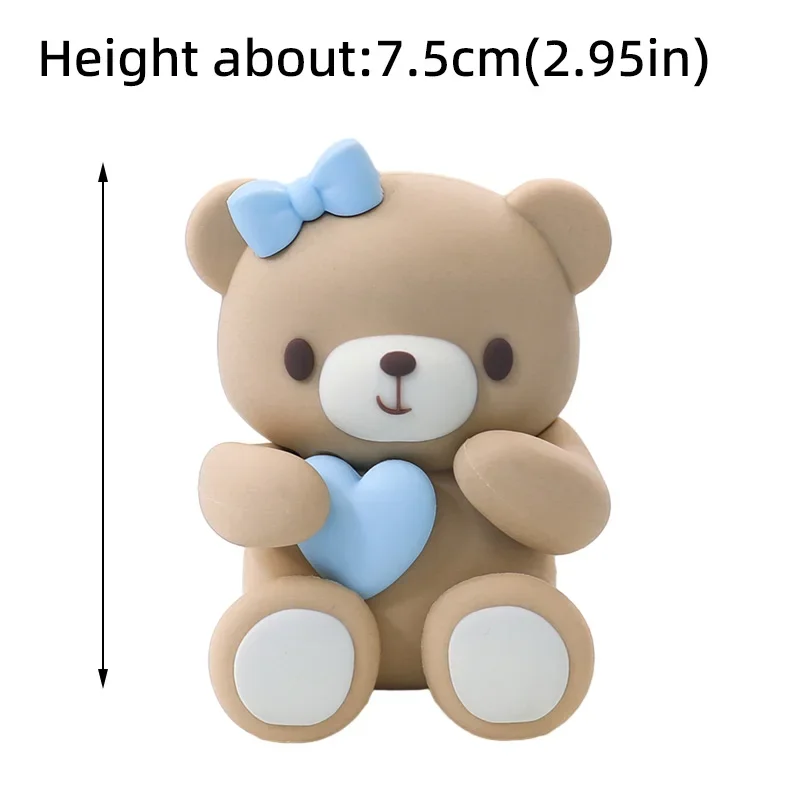 Niedlicher 3D brauner Bären-Kuchenaufsatz mit Schleife für Valentinstag, Geburtstag, Babyparty, Jungen, Mädchen, Jubiläum, Party, Kuchendekoration, Zubehör – Detail 15