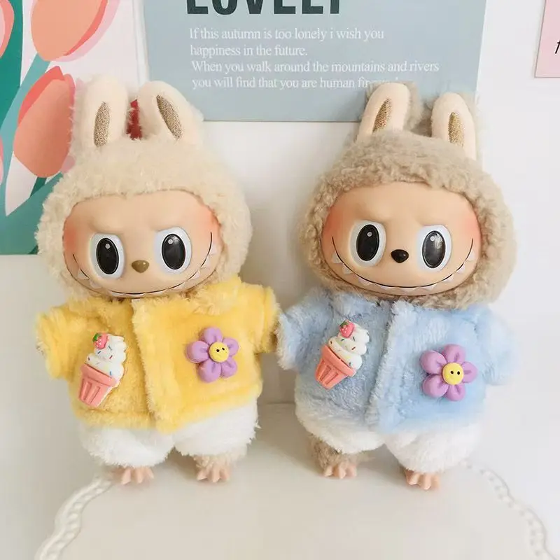 

Одежда для куклы Labubu 17 см, плюшевое пальто + брюки/комплект, милый наряд для V1 V2 V3, модная одежда Labubu, аксессуары