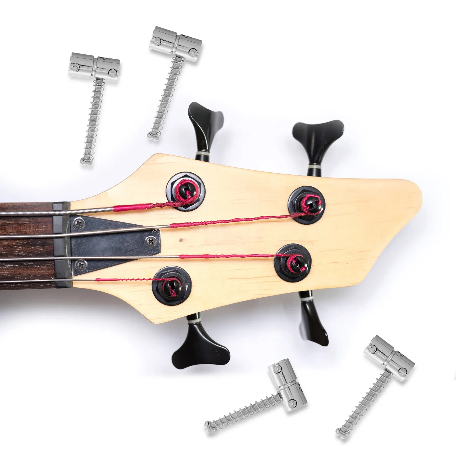 

4 Pcs Four-string Bass Bridge Saddles Guitar Parts Replace Electric Metal Replacement Acoustic Nut and