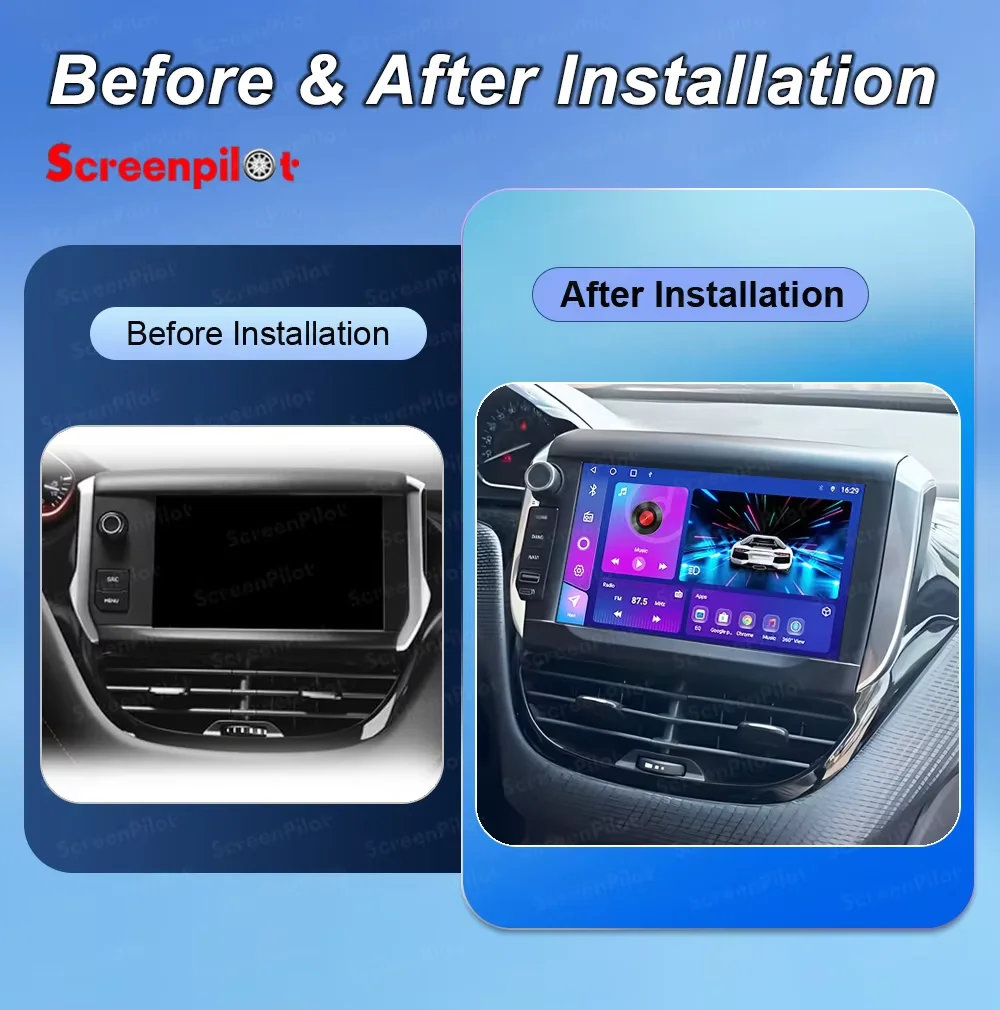 Android Auto CarPlay para Peugeot 208 2008 Serie 2012-2018 Radio de coche Sistemas inteligentes para coche Pantalla GPS Navegación Android 16 4