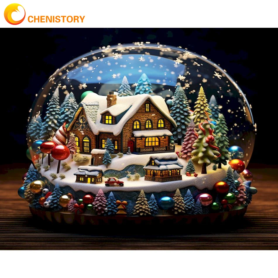 

CHENISTORY 5D Diamond Painting Christmas Crystal Art Picture Full Round Drilling Rhinestone Mosaic Set Home Decoration Handmade