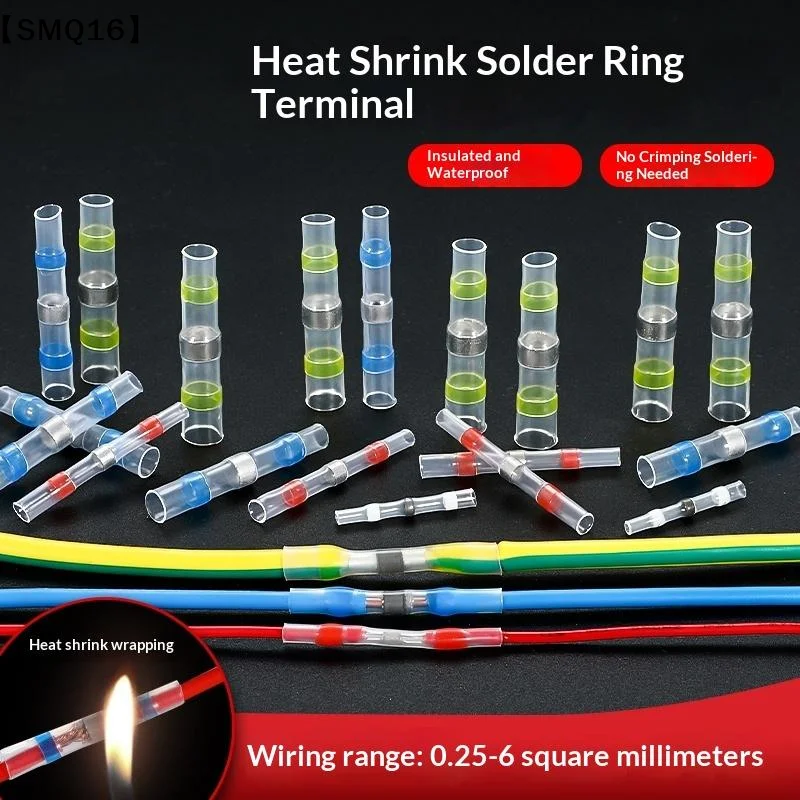 50/70/100Pcs Electric Copper Tape Solder Sleeve Waterproof Solder Seal Tin Ring Heat Shrink Butt Wire Connector Terminal【SMQ】