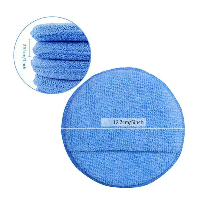 1/5Pcs 5-inches Microfiber Wax Applicator Pad Ultra Soft Car Polishing Sponge with Finger Pocket Auto Care Polish Foam Sponge