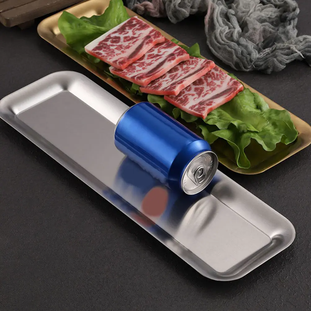 Plato Rectangular Premium de Acero Inoxidable para Servir Sushi, Albóndigas, Bolas de Camarón, Bolas de Pescado, Hot Pot, Barbacoa, Sashimi, para Restaurantes