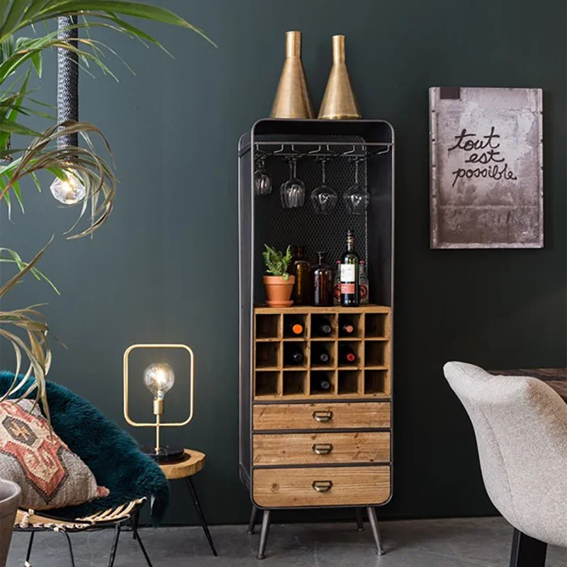 

Bottle Living Room Wine Cabinet Display Shelf Buffet Unique Restaurant Wine Rack Commercial Retail Adega Barzinho Home Furniture