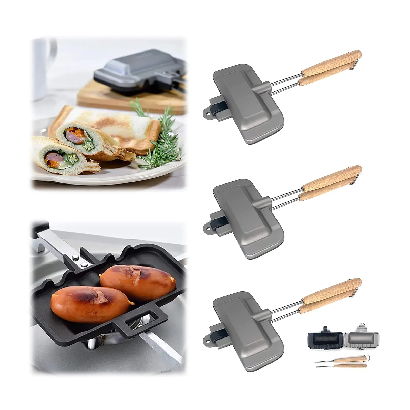 Outdoor Portable Breakfast Sandwich Maker 4w1h hot dog toaster press bakeware nonstick frying pancake pan camping Sandwich Maker