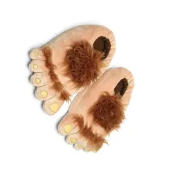 Warm Slippers Men Big Hairy Unisex Savage Feet Plush Winter Anti-slide Slip-on Halloween Cosplay Role Play Shoes