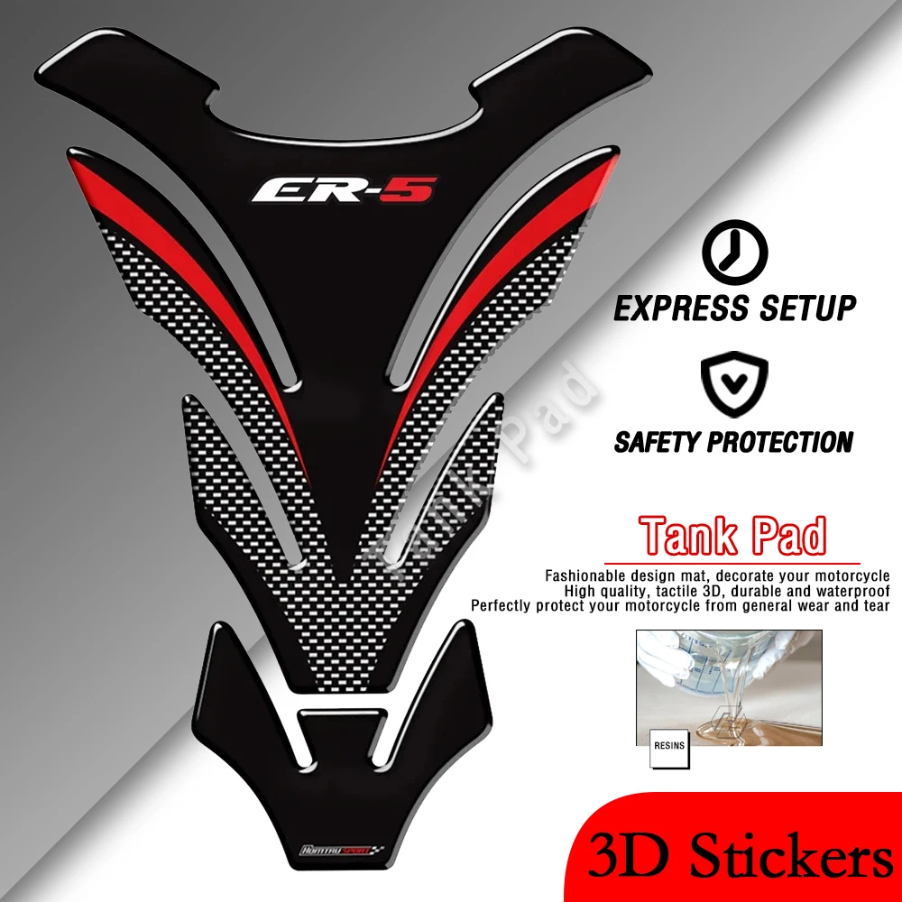 

Для Kawasaki ER5 ER-5 ER 5, 3D смола, внешний вид из углеродного волокна, накладка на топливный бак мотоцикла, декоративная наклейка