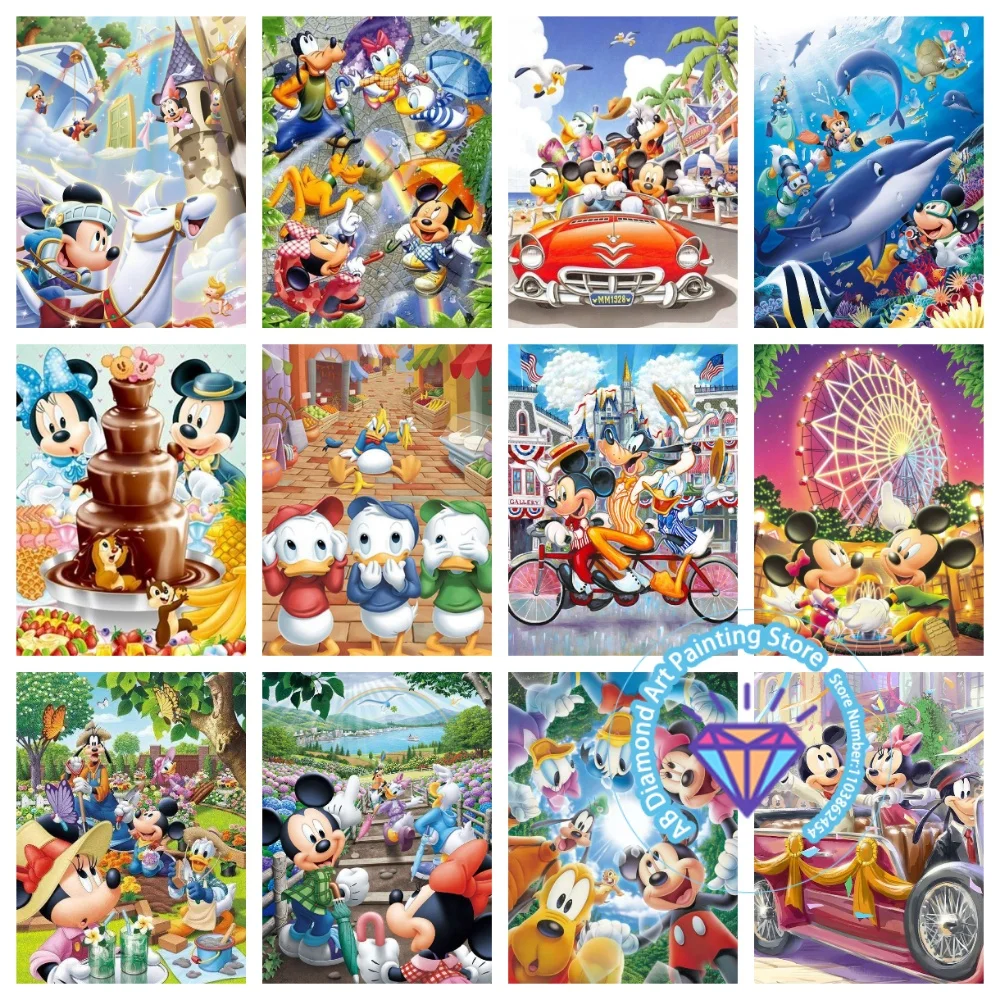 

Mickey Mouse Donald Duck Car AB Diamond Drawing Kit Square Round Diamond 5D DIY Mosaic Handmade Art Exquisite Gift Home Decor