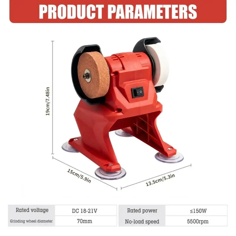 21 V Akku-Schleifmaschine, Doppelschleifscheibe für Metall, Holz, Polieren, Saugbasis, tragbar, 5500 U/min, einfaches Werkzeug – Detail 6