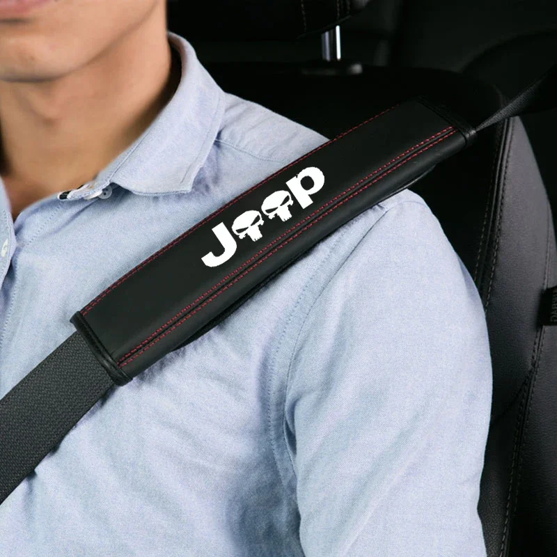 For Jeep Renegade Commander Wrangler Liberty Cherokee Compass Patriot 1 pcs Leather Car Seat Belt Cover Protect shoulders Car