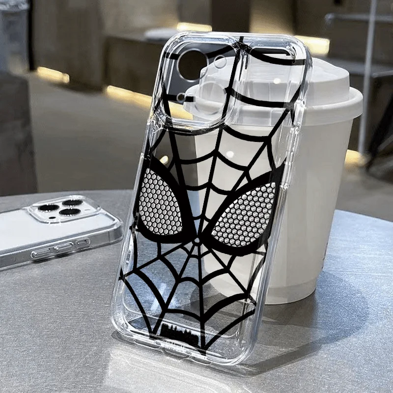 NEW Marvel Spider Man Black Super Cool Spider Web Phone Case For iPhone 15 14 13 12 11 Pro Max XR XS 7 8 Plus Y2K TPU Back Cover