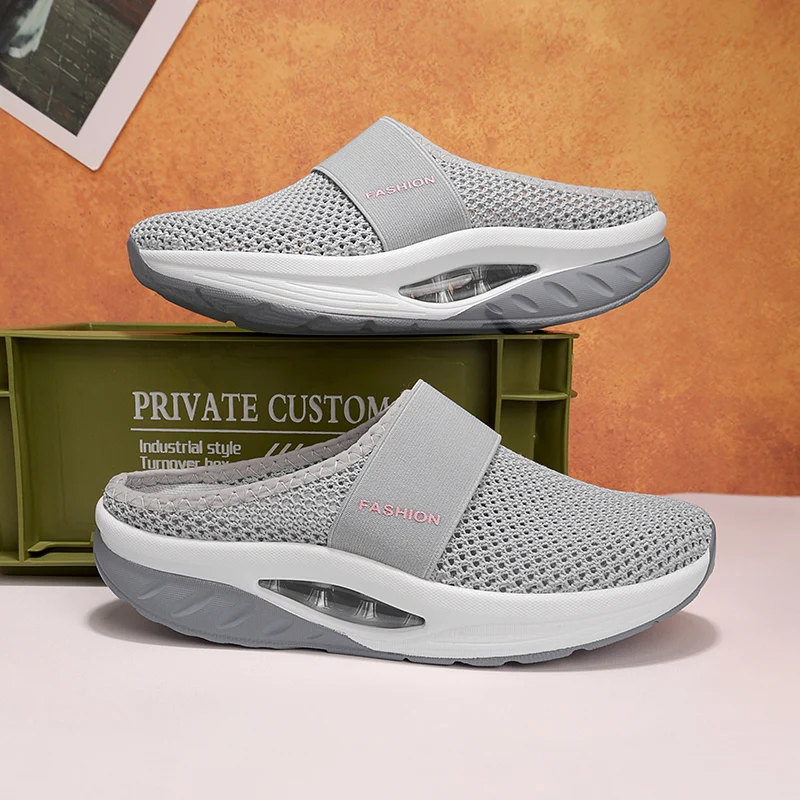 

Slip-On Women'S Walking Sandals,Breathable Mesh Casual Shoes Breathable With Arch Support Knit Shoes Thickened Soft Sole