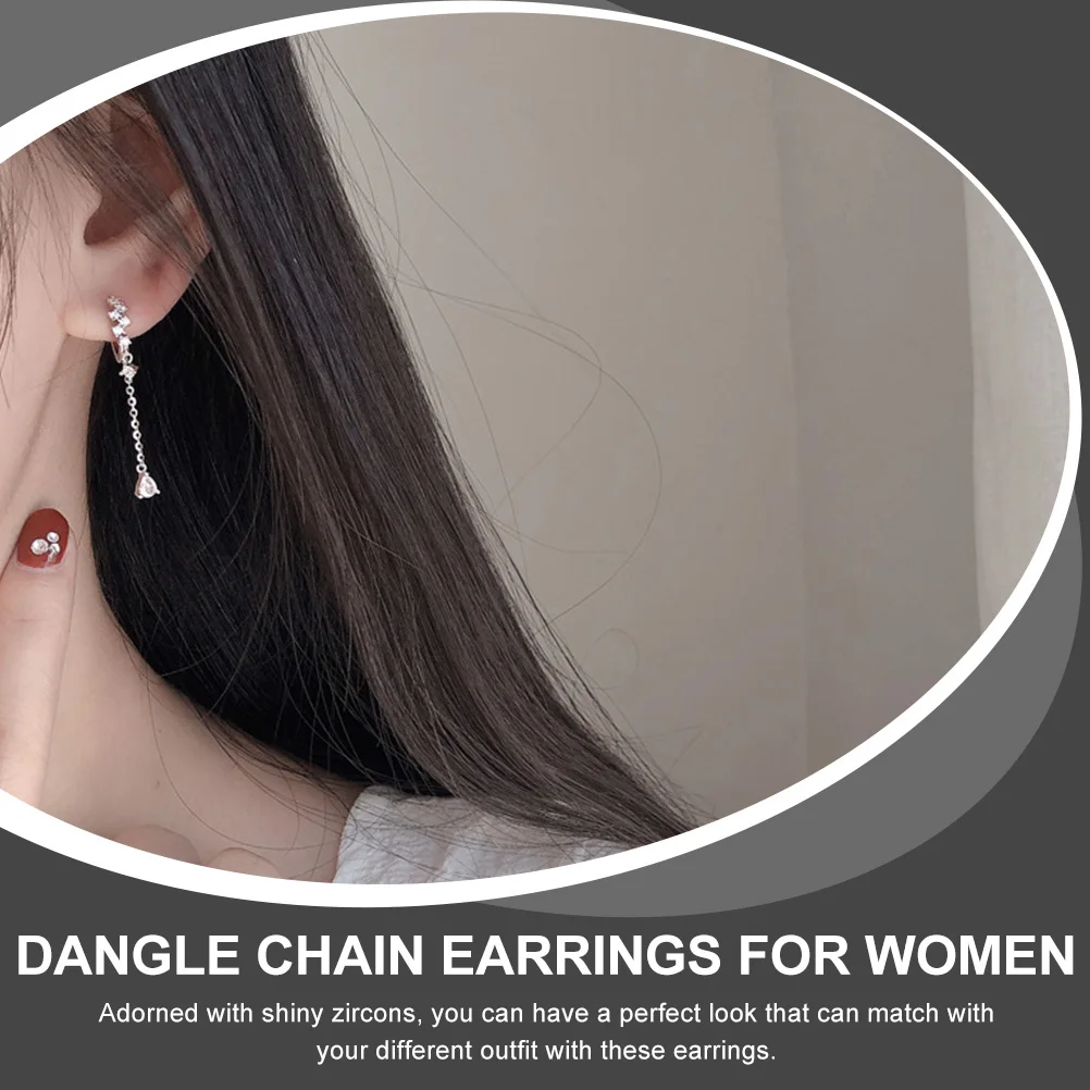 

Rhinestones Flash Drop Ear Dress Miss Dangle Earrings 925 Silver Women for Trendy