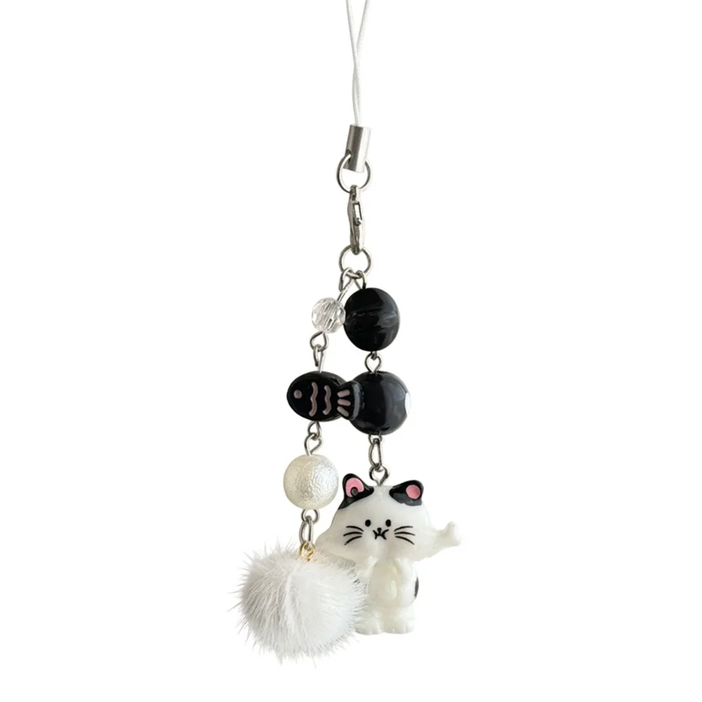 Handcrafted Beaded Wind Chime Keychain Lightweight Fluffy Resin Phone Lanyard Cute Animal Unique Design Charm Pendant