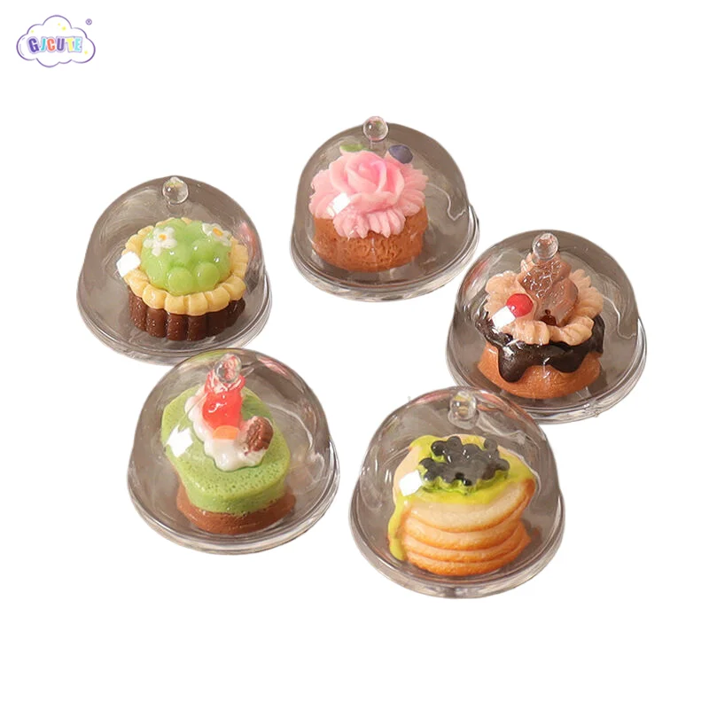 7pcs 1/12 Dollhouse Simulation Coffee Cake Dessert Set Mini Kitchen Tray Tableware Accessories Dolls House Decoration