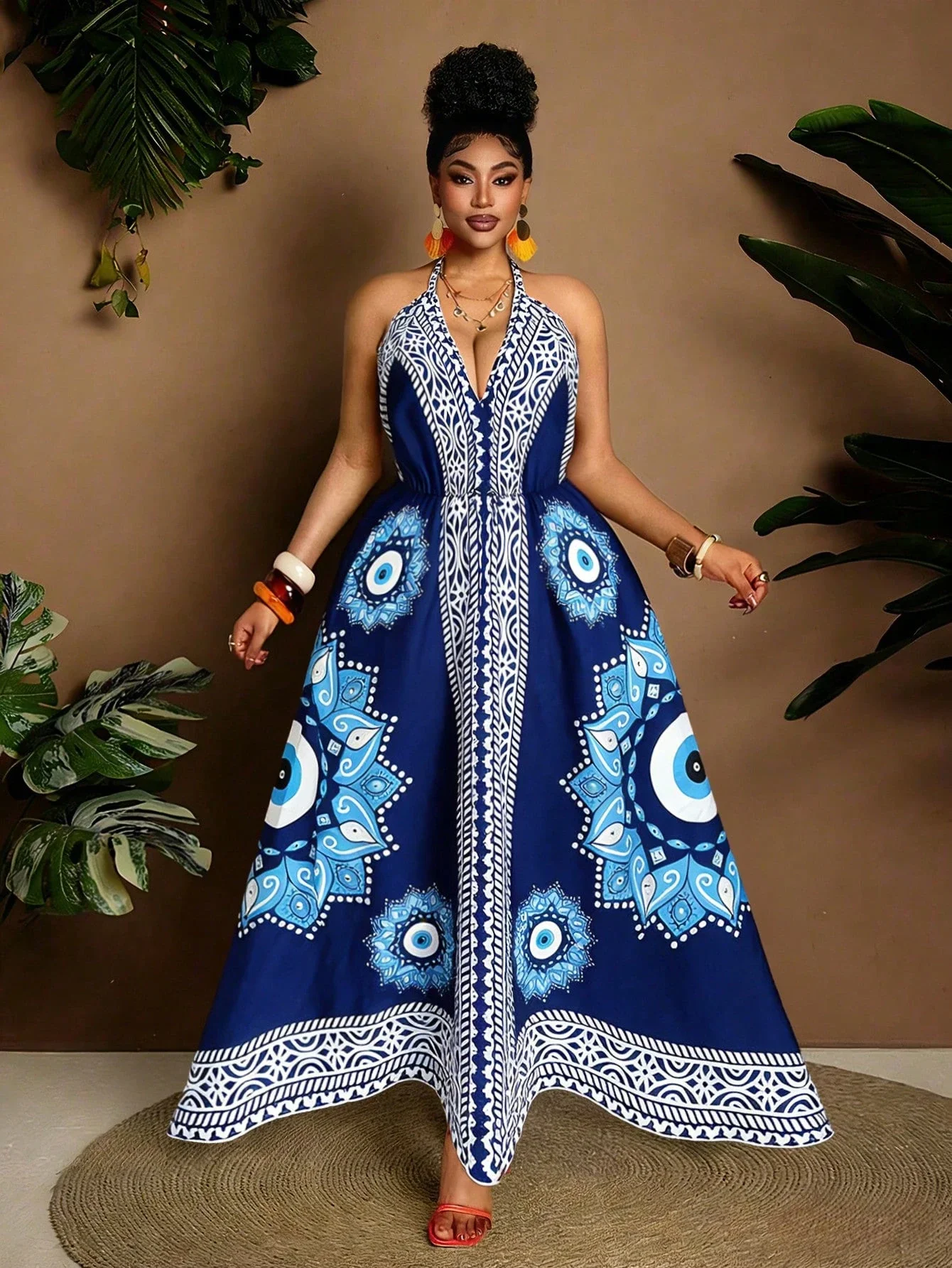 

Plus Size Women Elegant Spaghetti Strap Asymmetrical Neck Sleeveless Flowy Dress Spring Summer Green Gown