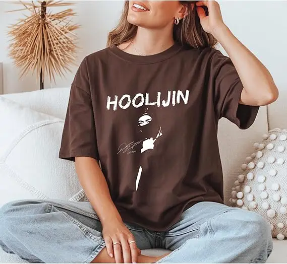 HOOLIJIN-Hooligan Kpop T-Shirt Y2K Mode Streetwear Kleidung Neuartiges Geschenk Weicher Komfort Edgy Typografie Minimalistische Grafik-T-Shirts – Detail 3