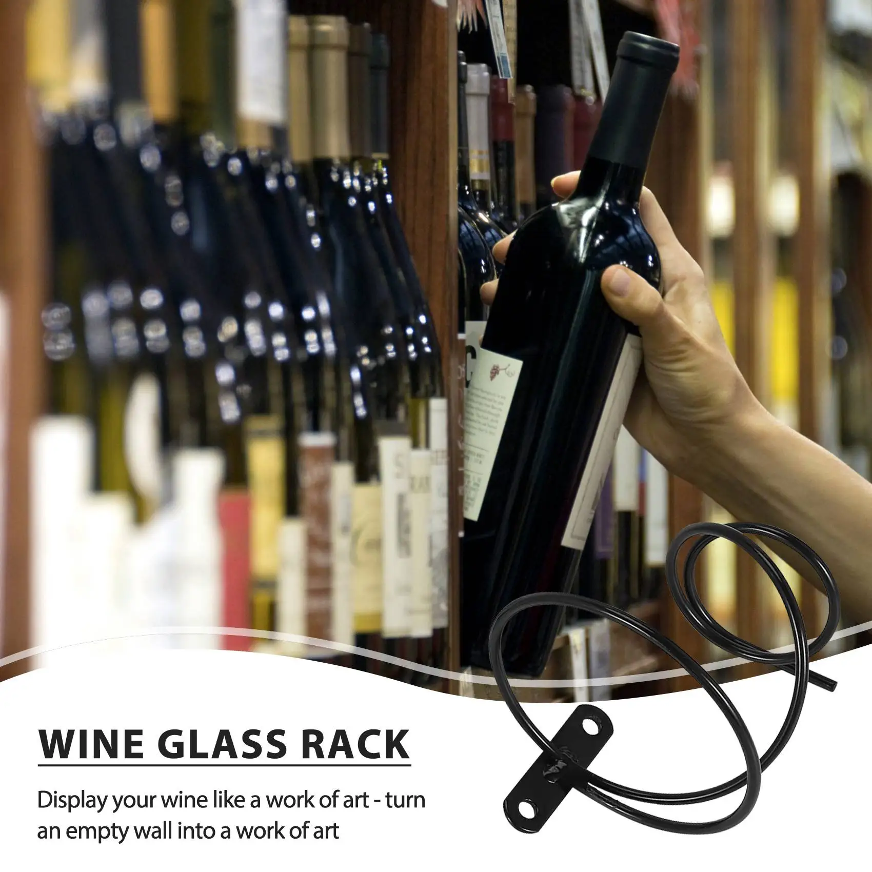 ABGH-Pack Of 6 Wall Mounted Wine Racks - Red Wine Bottle Display Holder With Screws, Metal Hanging Wine Rack Organizer
