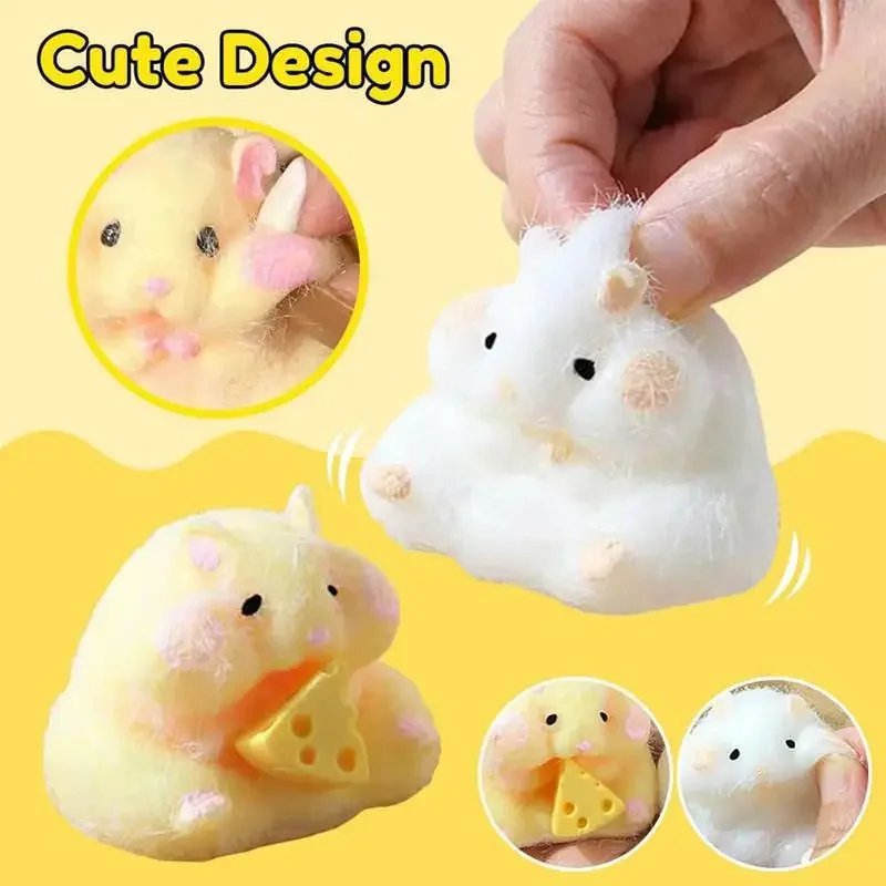 NEW Toy Handmade Silicone Plush Little Hamster Cute Stress Relief Release Hand Relax Gift Stress Relieving Ultra Soft Touch Toys