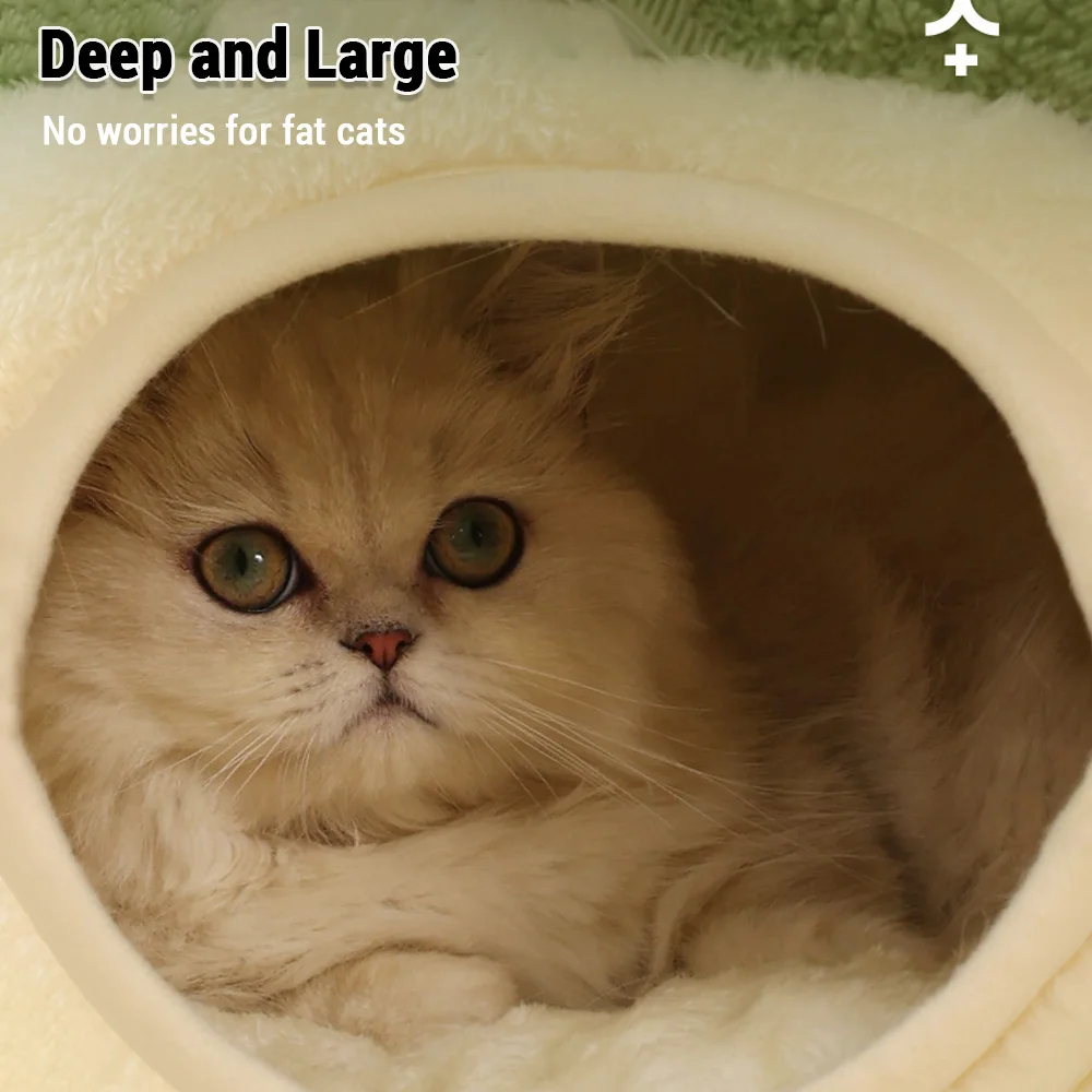 Cat Bed Ultra-Soft Plush Material Cat Beds for Indoor Pet House Cave  Pad Removable and Washable Cushion  Anti-Slip Design