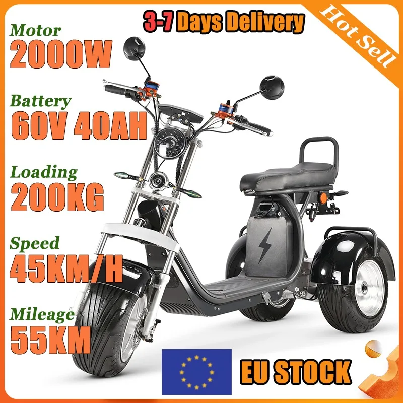 EU Warehouses Spot Goods Electric Tricycle Swing Style Aldult Electric Scooter COC Certification Mobility Scooter 55KM Long Life