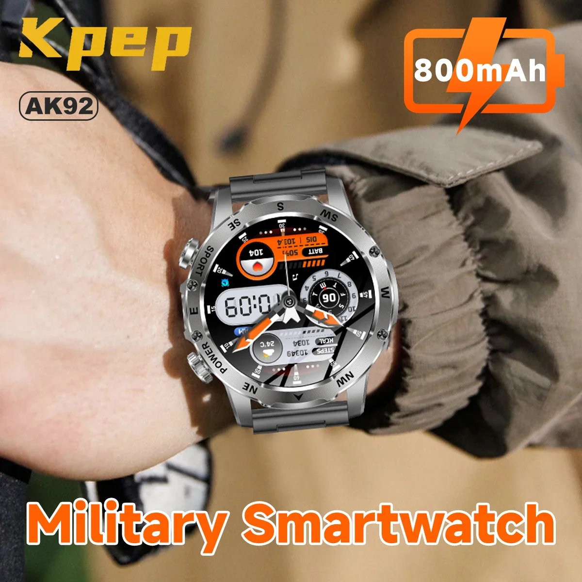 

KPEP военные умные часы для мужчин 800 мАч аккумулятор фонарик компас водостойкие спортивные умные часы на открытом воздухе для Android IOS BT Call