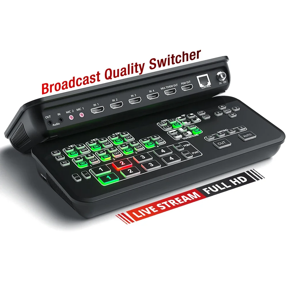 2025  Stream Seamless Switch 4 Channel HDMI Live Streaming Switcher Camera Video Capture Mixer Work with Vmix OBS Zoom