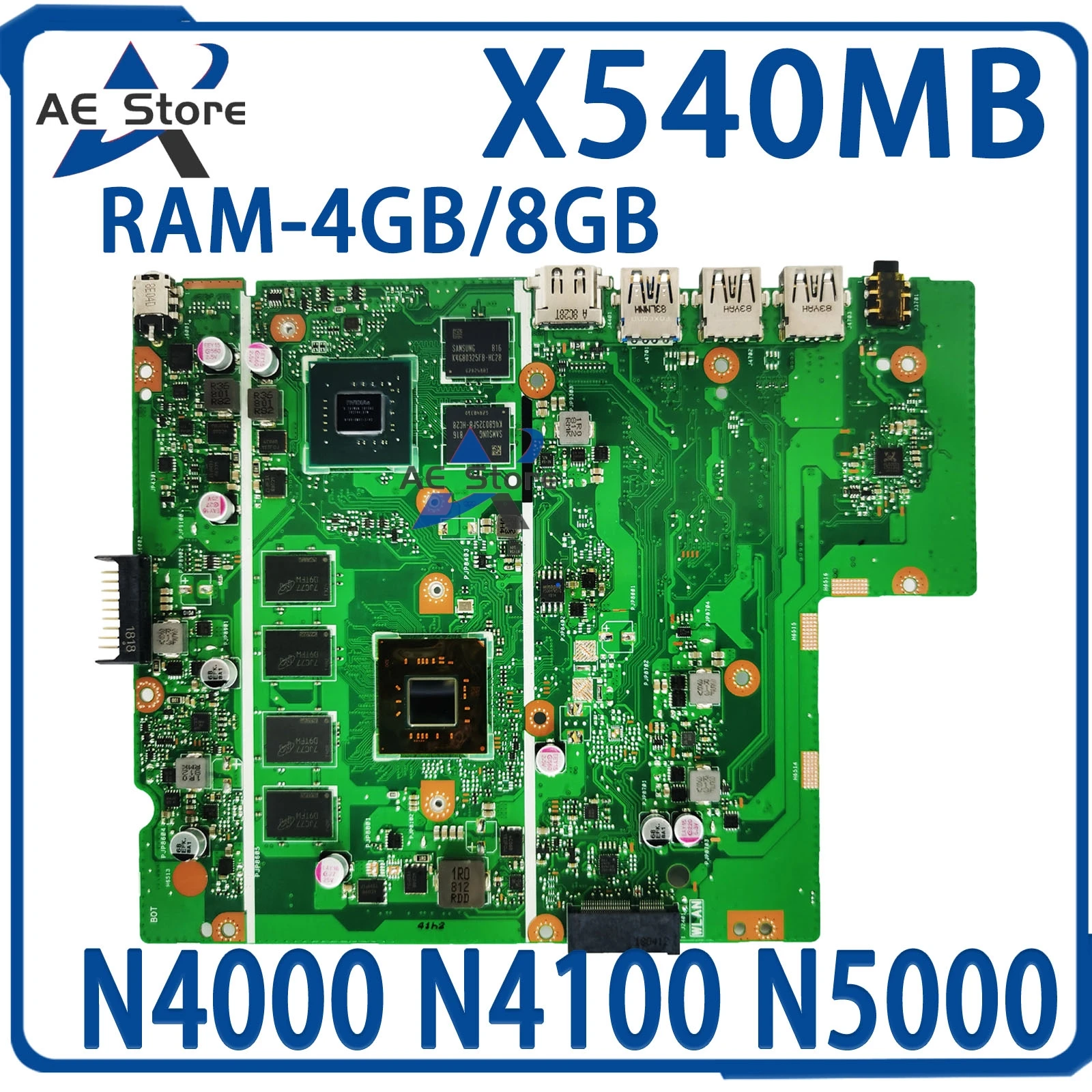 

X540MB Mainboard A540MB F540MB R540MB Laptop Motherboard N4000 N4100 N5000 V2G 4GB/8GB-RAM MAIN BOARD