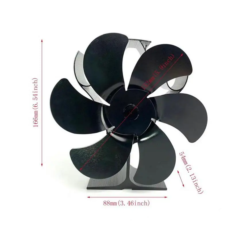 Imagem -06 - Ventilador de Fogão com Lâminas Ventilador Alimentado por Calor Queimador de Madeira Liga de Alumínio Eco-ventilador Casa Silenciosa Quente Distribuição de Calor Eficiente