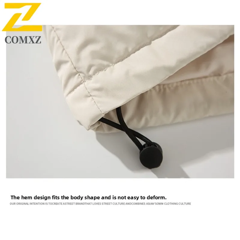 COMXZ Windproof Parker Coat Light Luxury Stand Collar Handsome Snow Hiking Padded Jacket 2025 Ski Thickened Men's Puffer Jacket