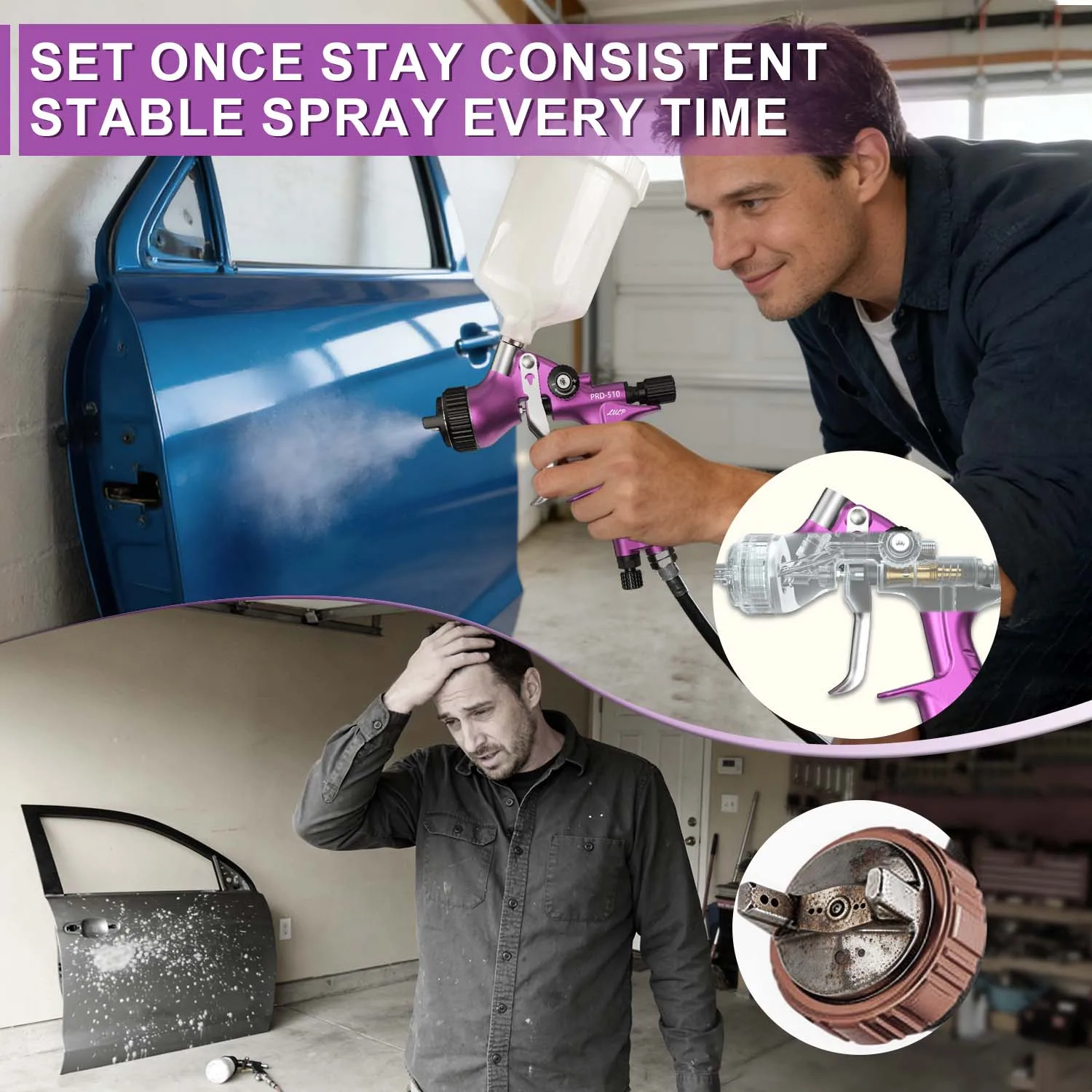 Original PORPHIS PRD-510 Paint Gun LVLP Spray Gun 1.3mm Car Spray Tool Airbrush For DIY & Small Air Compressor view 4