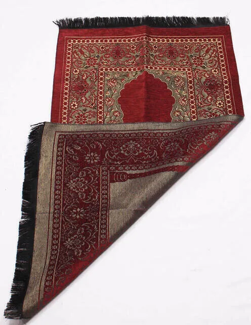 Mihrab Thick Chenille Prayer Rug Claret Red Muslim Islam Sheet Prayer Mat Holy Quraan Islamic Mats