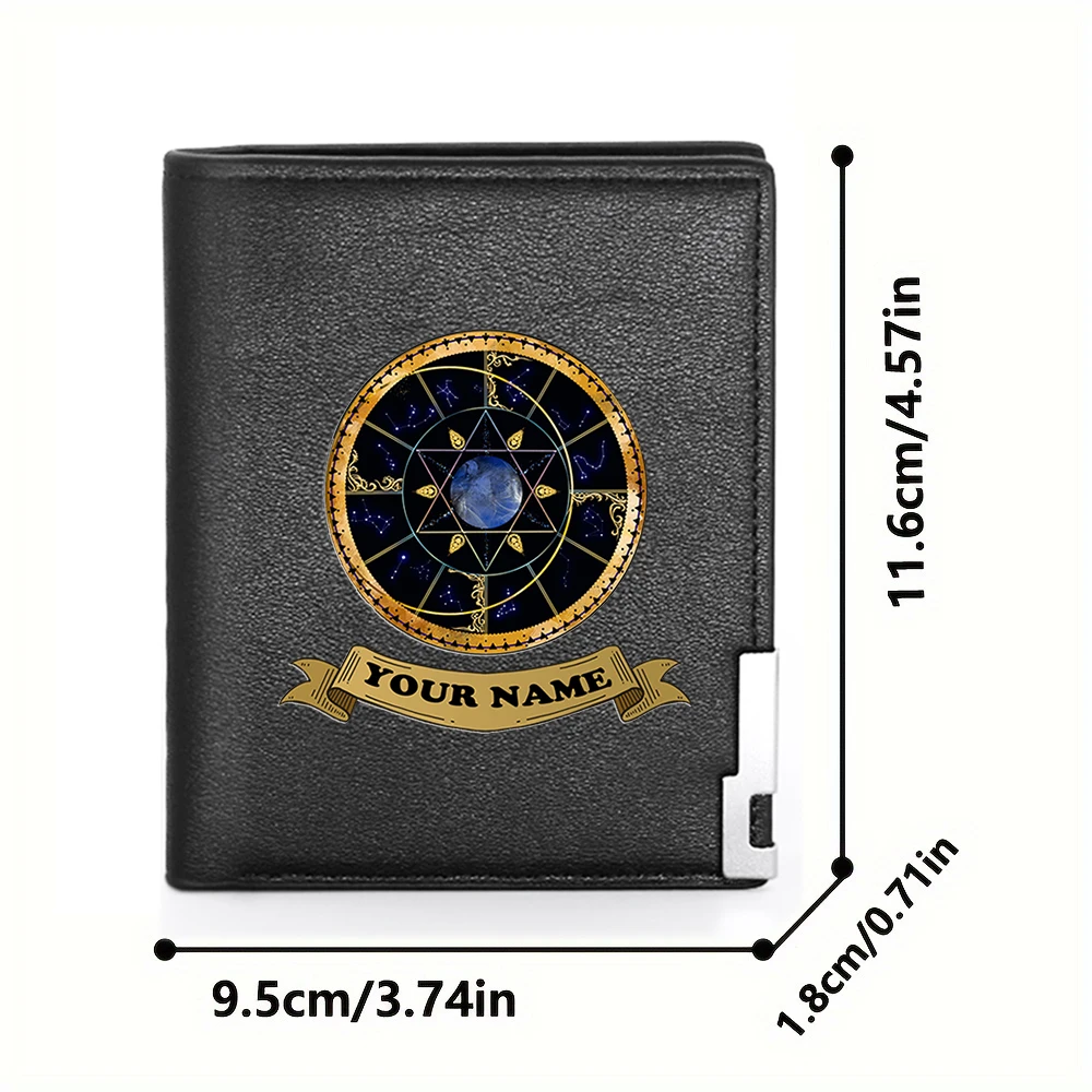 Personalized Classic Vintage Astrology Design Customized Your Name Or Text Men's Card Holder Short Wallet