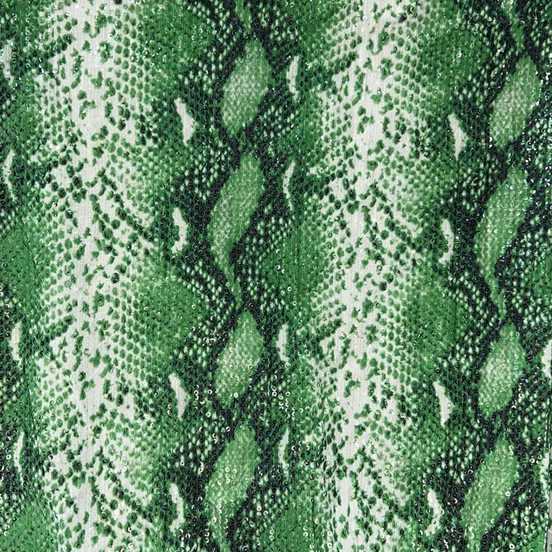 1 Yard Digital Printing Shiny Sequin Fabric Snake Pattern 4-way Stretch Fabric for DIY Sewing Dress Yoga Wear Swimwear