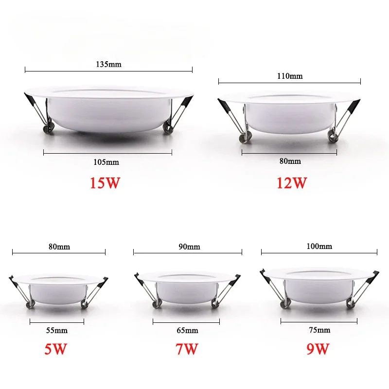 

10PCS LED Downlight Ceiling AC 220V Spot recessed lamp 5W 7W 9W 12W 15W Warm white cold led spot