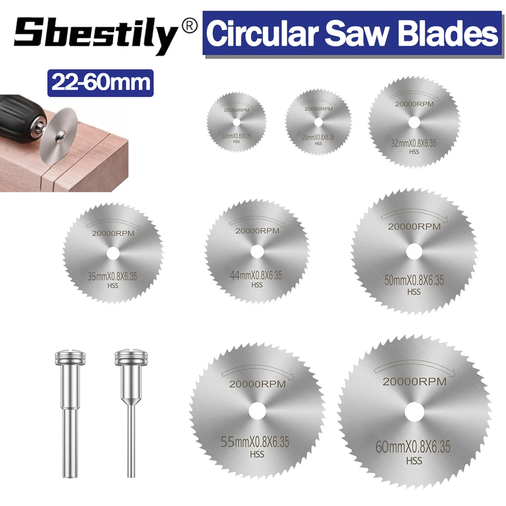

10pcs HSS Circular Saw Blades Cutting Disc High Speed Steel Cut-off Rotary Tool 22-60mm For Dremel Rotary Tools Accessories