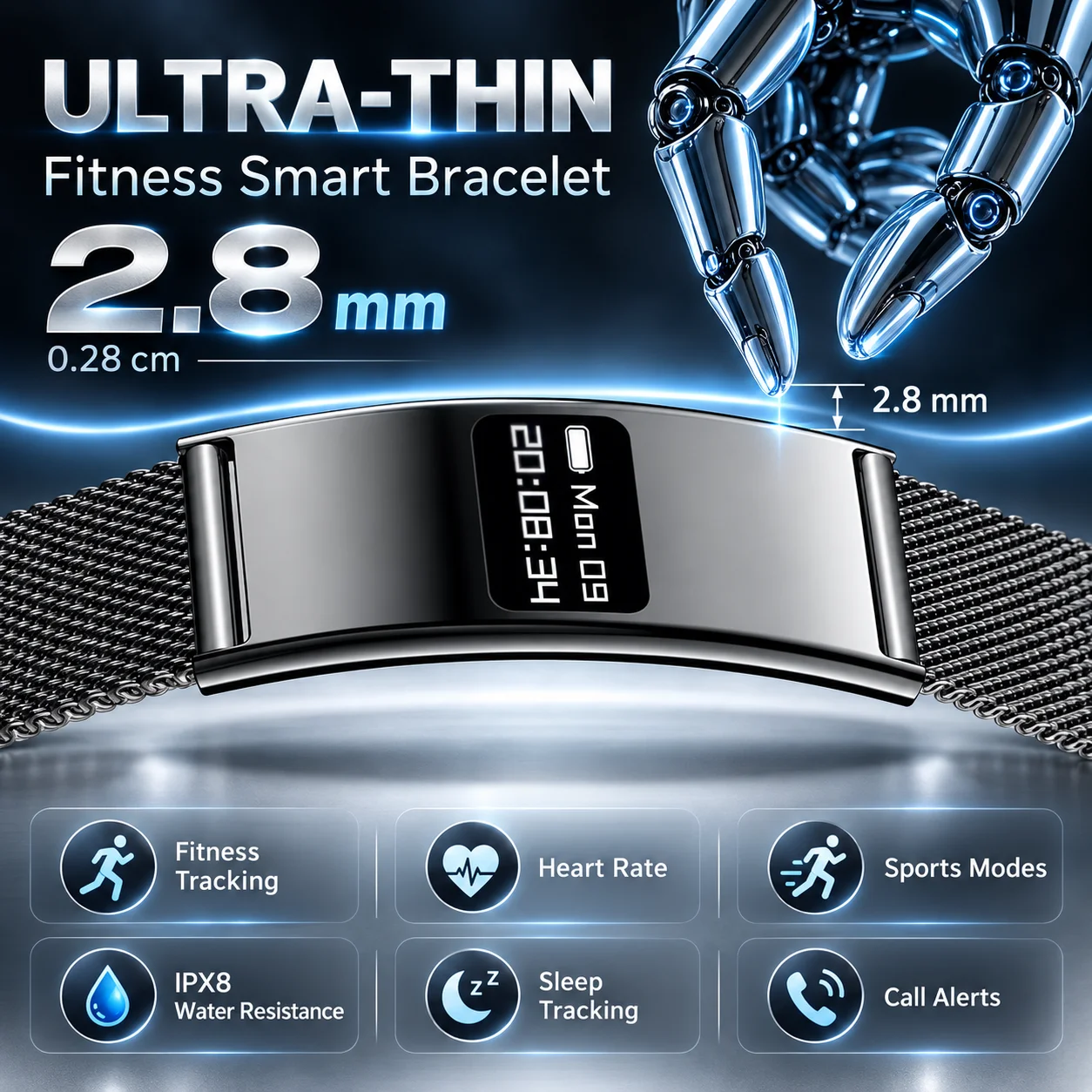 New Ultra-thin Sports Step Count Smart Bracelet Men Health Monitoring Fitness Smart Watch Heart Rate Sleep Monitoring Smart Band