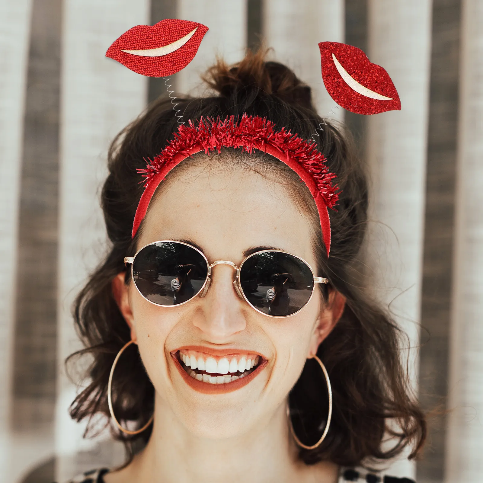 

Праздничная повязка на голову с красными губами ко Дню святого Валентина, романтический аксессуар для волос для свадебной вечеринки, праздничный костюмный головной убор для женщин