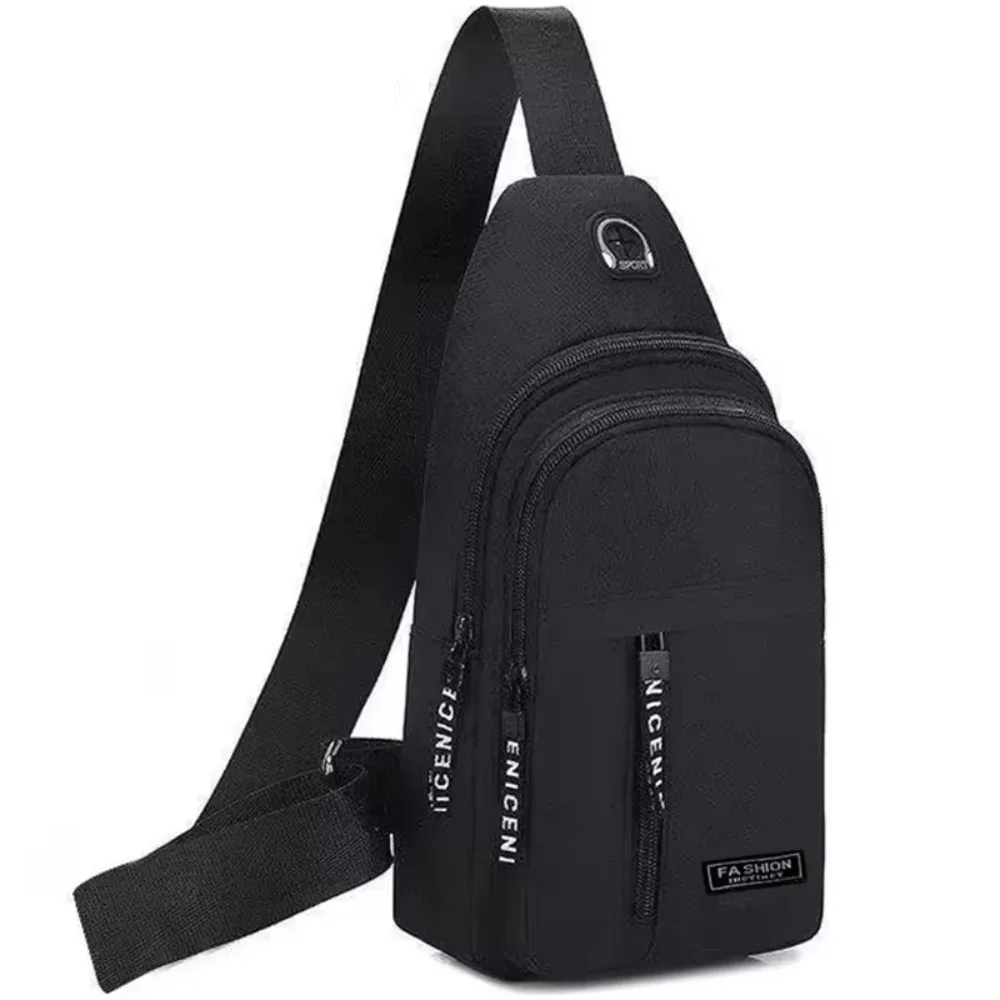 

Fashion Versatile Men Shoulder Bag with Headphone Hole Oxford Cloth Chest Bag Casual Ultralight Crossbody Bag Outdoor Sports