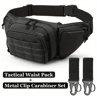 Men Tactical Waist Bag Outdoor Multifunctional Tools Fanny Pack Nylon Webbed Mountaineering Buckle Keychain Sport Crossbody Bag