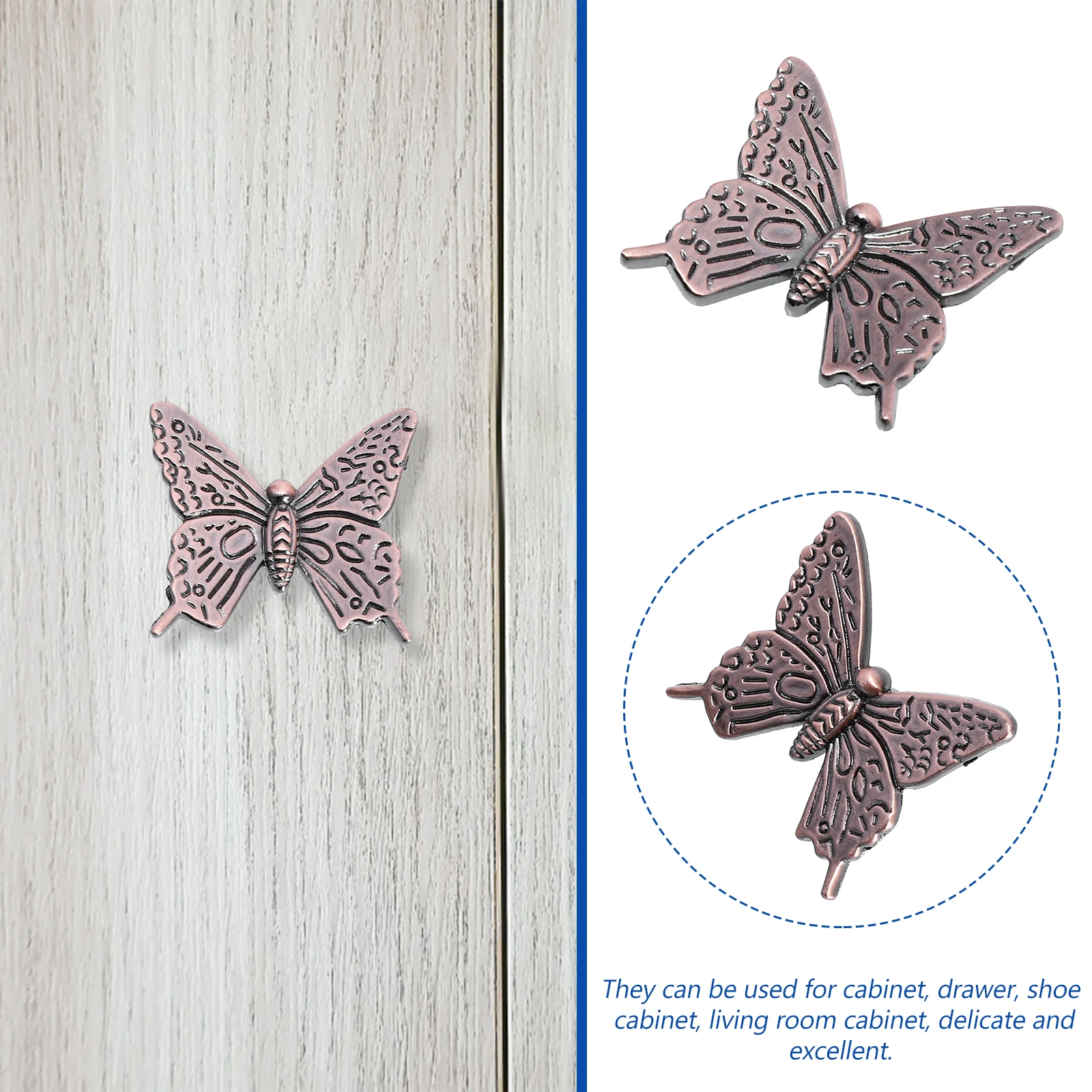

2 Pcs Red Bronze Handle False Butterflies Cabinet Handles Delicate Door Knobs Fake Zinc Alloy for Drawer