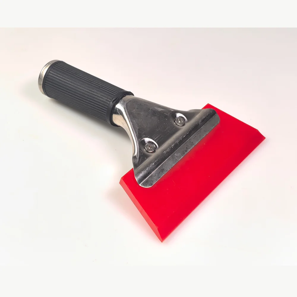 Qili QH-03-02 Red Rubber Squeegee Automobile Stainless Steel Long Handle Rubber Blade Scratch stickers Oblique Tendon Scraper