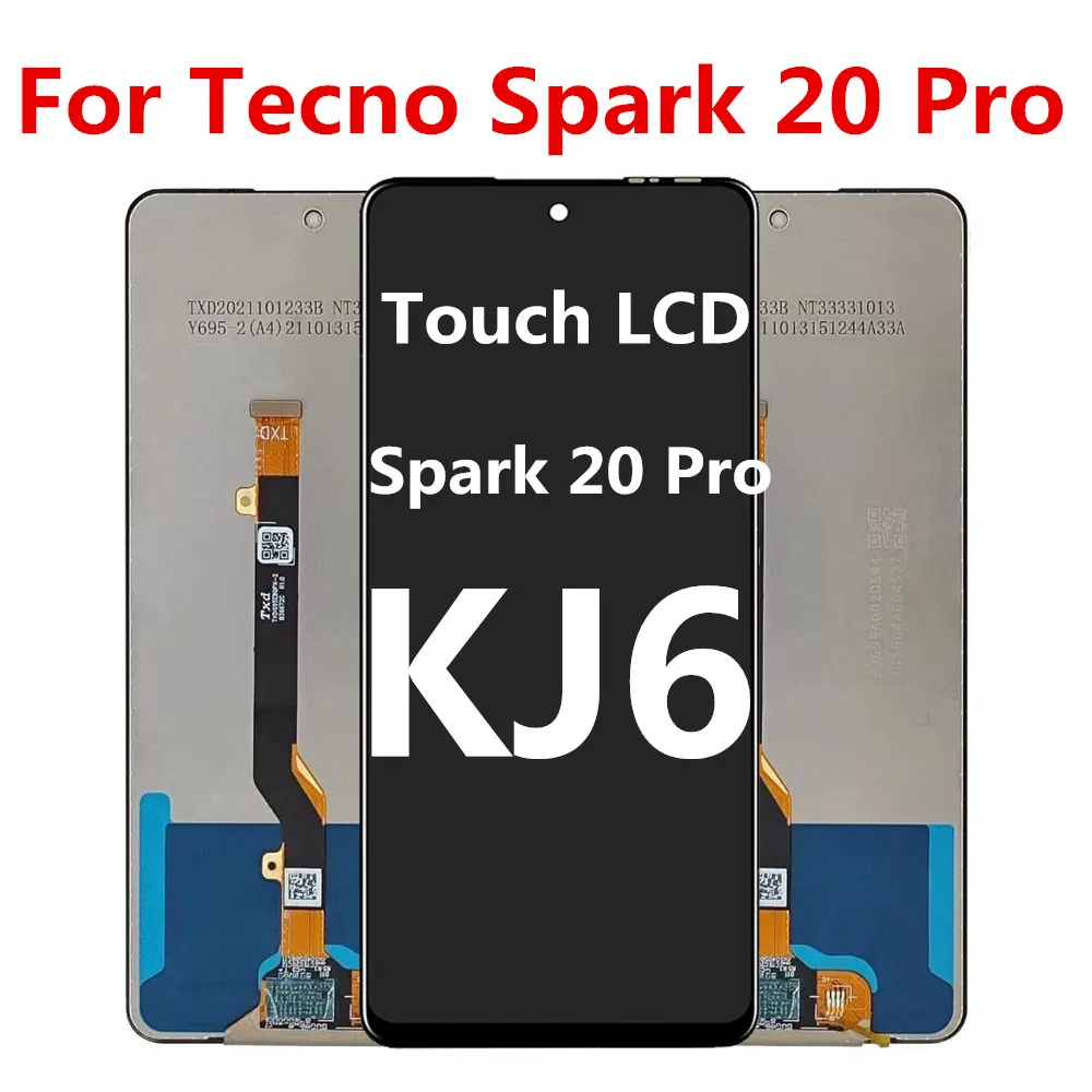 For Tecno Spark 20 Pro KJ6 LCD  Screen Display And Touch Screen Glass Panel Assembly Tecno Kj6 LCD Complete Replacement Parts